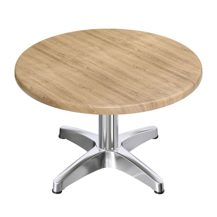 WBC | Mesa Werzalit baja | Ø:H 70 x 40 cm | Roble / Aluminio | Peso adicional