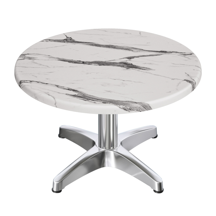 WBC | Werzalit Lounge Table | Ø:H 60 x 40 cm | White marble
 / Aluminium | Additional weight