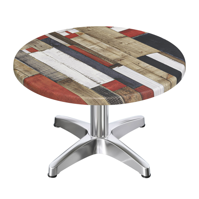 WBC | Werzalit Lounge-pöytä | Ø:H 70 x 40 cm | Vintage Bunt / Aluminium | Zusatzgewicht