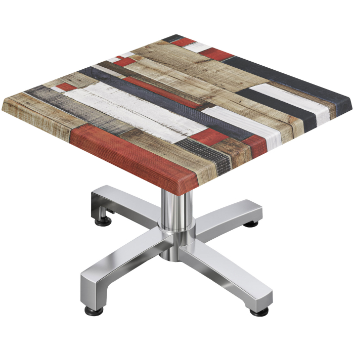 WBO | Werzalit loungebord | B:T:H 60 x 60 x 40 cm | Vintage farverig / Aluminium