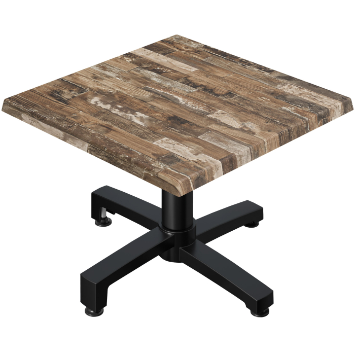 WBO | Werzalit loungetafel | B:D:H 60 x 60 x 40 cm | Vintage Oud / Zwart | Opvouwbaar | Extra gewicht