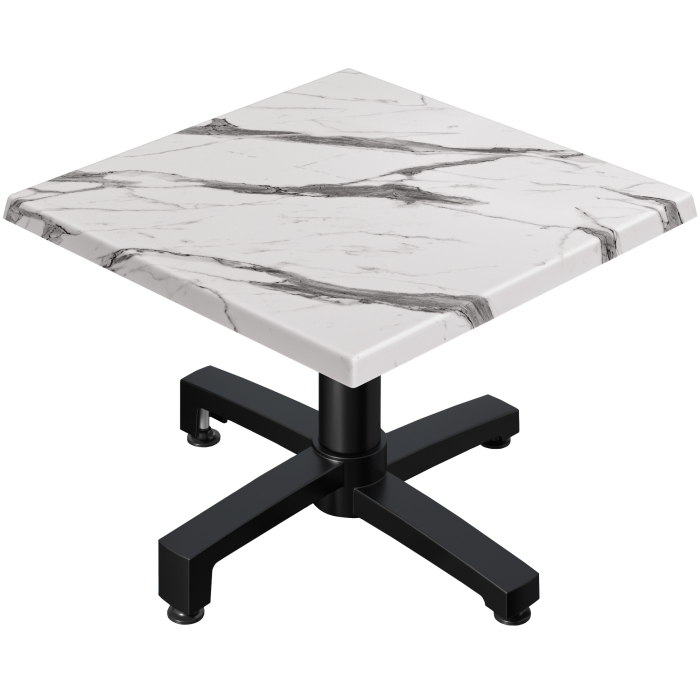 WBO | Werzalit salongbord | B:D:H 70 x 70 x 40 cm | Hvit marmor/sort