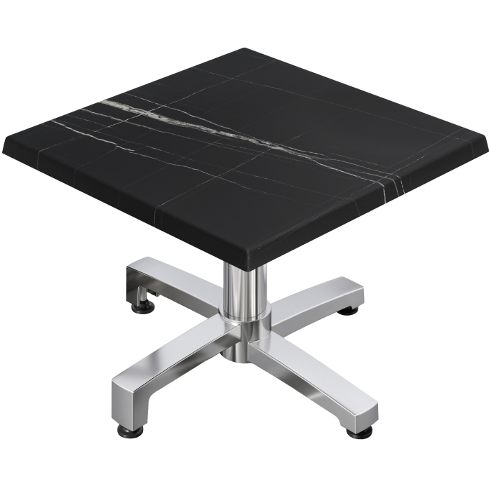 WBO | Table basse Werzalit | L:P:H 60 x 60 x 40 cm | Marbre noir / Aluminium | Pliable | Poids supplémentaire