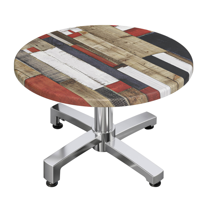 WBO | Werzalit Lounge-pöytä | Ø:H 70 x 40 cm | Vintage Bunt / Aluminium | Klappbar | Zusatzgewicht