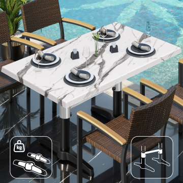 WBC | 31257 | An: Pr: Al: 120 x 70 x 78,5 cm | Mármol blanco / negro | Rectangular | Peso adicional + conector