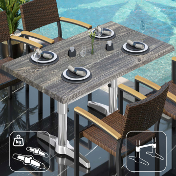 WBC | 31257 | B: D: H: 120 x 70 x 78,5 cm | Rustiek grenen / aluminium | Rechthoekig | Extra gewicht + connector