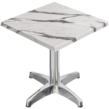 WBC | 31257 | B:D:H 70 x 70 x 78,5 cm | Hvid marmor / aluminium | Firkantet