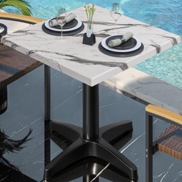 WBC | 31257 | B:D:H 70 x 70 x 78,5 cm | Hvit marmor/svart | Torget