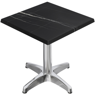WBC | 31257 | B:D:H 70 x 70 x 78,5 cm | Sort marmor / aluminium | Firkantet