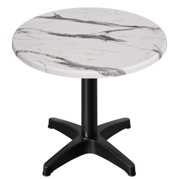 WBC | 31257 | Ø:H 70 x 78,5 cm | Vit marmor / svart | Runda