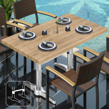WBC | Bistro Außen Tisch | B: T: H:  120 x 70 x 78,5 cm | Eiche / Aluminium | Rechteckig | Verbinder