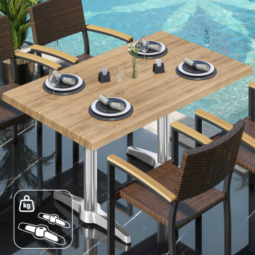 WBC | Bistro Außen Tisch | B: T: H:  120 x 70 x 78,5 cm | Eiche / Aluminium | Rechteckig | Zusatzgewicht