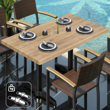 WBC | Bistro Außen Tisch | B: T: H:  120 x 70 x 78,5 cm | Eiche / Schwarz | Rechteckig | Zusatzgewicht
