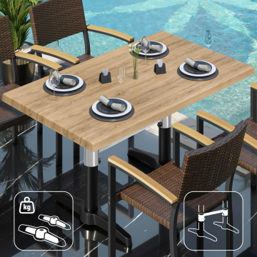 WBC | Bistro Außen Tisch | B: T: H:  120 x 70 x 78,5 cm | Eiche / Schwarz | Rechteckig | Zusatzgewicht + Verbinder