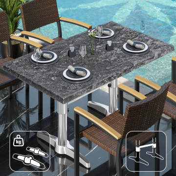 WBC | Bistro Außen Tisch | B: T: H:  120 x 70 x 78,5 cm | Felsen / Aluminium | Rechteckig | Zusatzgewicht + Verbinder
