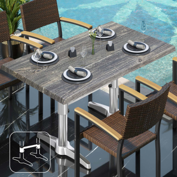WBC | Bistro Außen Tisch | B: T: H:  120 x 70 x 78,5 cm | Rustikal Kiefer / Aluminium | Rechteckig | Verbinder