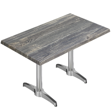 WBC | Bistro Außen Tisch | B: T: H:  120 x 70 x 78,5 cm | Rustikal Kiefer / Aluminium | Rechteckig | Zusatzgewicht + Verbinder