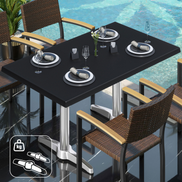WBC | Bistro Außen Tisch | B: T: H:  120 x 70 x 78,5 cm | Schwarz / Aluminium | Rechteckig | Zusatzgewicht