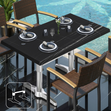 WBC | Bistro Außen Tisch | B: T: H:  120 x 70 x 78,5 cm | Schwarz Marmor / Aluminium | Rechteckig | Verbinder