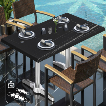 WBC | Bistro Außen Tisch | B: T: H:  120 x 70 x 78,5 cm | Schwarz Marmor / Aluminium | Rechteckig | Zusatzgewicht