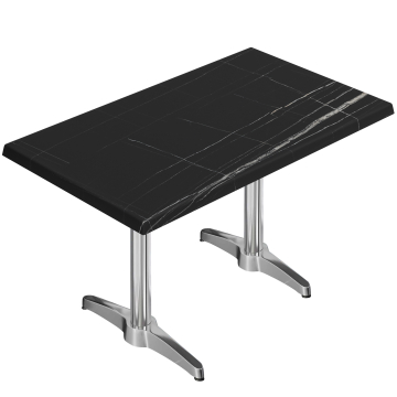 WBC | Bistro Außen Tisch | B: T: H:  120 x 70 x 78,5 cm | Schwarz Marmor / Aluminium | Rechteckig | Zusatzgewicht + Verbinder