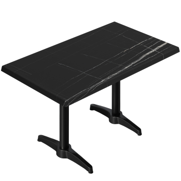 WBC | Bistro Außen Tisch | B: T: H:  120 x 70 x 78,5 cm | Schwarz Marmor / Schwarz | Rechteckig | Zusatzgewicht