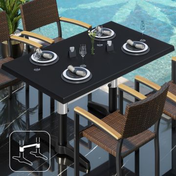 WBC | Bistro Außen Tisch | B: T: H:  120 x 70 x 78,5 cm | Schwarz / Schwarz | Rechteckig | Verbinder