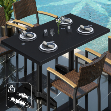 WBC | Bistro Außen Tisch | B: T: H:  120 x 70 x 78,5 cm | Schwarz / Schwarz | Rechteckig | Zusatzgewicht
