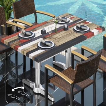 WBC | Bistro Außen Tisch | B: T: H:  120 x 70 x 78,5 cm | Vintage Bunt / Aluminium | Rechteckig | Verbinder