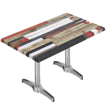 WBC | Bistro Außen Tisch | B: T: H:  120 x 70 x 78,5 cm | Vintage Bunt / Aluminium | Rechteckig | Zusatzgewicht + Verbinder