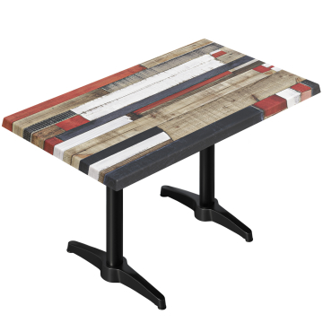 WBC | Bistro Außen Tisch | B: T: H:  120 x 70 x 78,5 cm | Vintage Bunt / Schwarz | Rechteckig | Zusatzgewicht