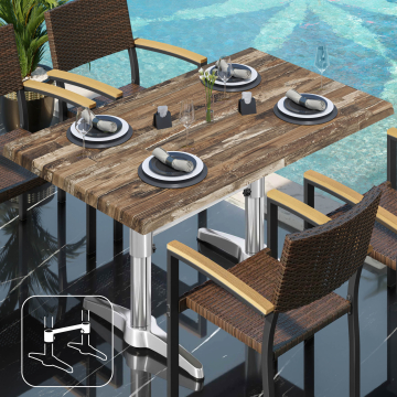 WBC | Bistro Außen Tisch | B: T: H:  120 x 70 x 78,5 cm | Vintage Old / Aluminium | Rechteckig | Verbinder