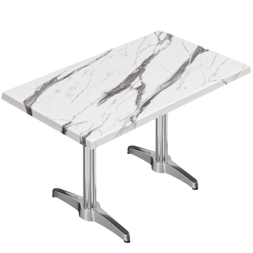 WBC | Bistro Außen Tisch | B: T: H:  120 x 70 x 78,5 cm | Weiß Marmor / Aluminium | Rechteckig | Zusatzgewicht + Verbinder