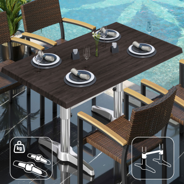 WBC | Bistro Außen Tisch | B: T: H:  120 x 70 x 78,5 cm | Wenge / Aluminium | Rechteckig | Zusatzgewicht + Verbinder