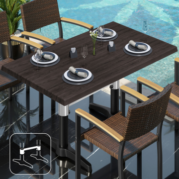 WBC | Bistro Außen Tisch | B: T: H:  120 x 70 x 78,5 cm | Wenge / Schwarz | Rechteckig | Verbinder