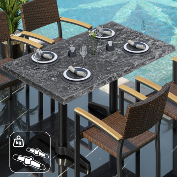 WBC | Bistro Außen Tisch | B: T: H:  120 x 70 x 80,5 cm | Felsen / Schwarz | Rechteckig | Zusatzgewicht