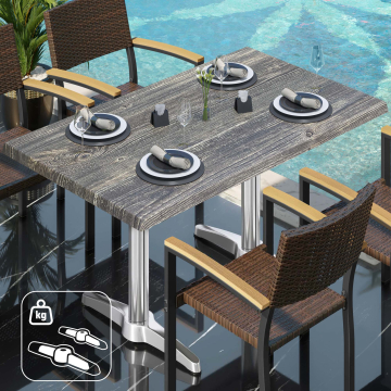 WBC | Bistro Außen Tisch | B: T: H:  120 x 70 x 80,5 cm | Rustikal Kiefer / Aluminium | Rechteckig | Zusatzgewicht