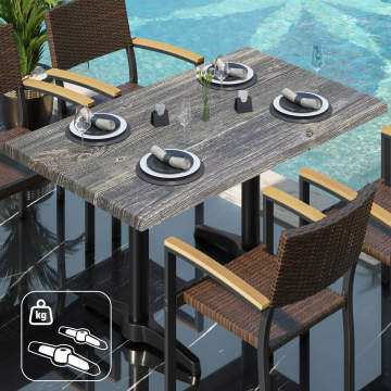 WBC | Bistro Außen Tisch | B: T: H:  120 x 70 x 80,5 cm | Rustikal Kiefer / Schwarz | Rechteckig | Zusatzgewicht
