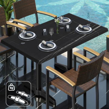WBC | Bistro Außen Tisch | B: T: H:  120 x 70 x 80,5 cm | Schwarz Marmor / Schwarz | Rechteckig | Zusatzgewicht
