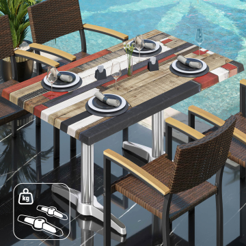 WBC | Bistro Außen Tisch | B: T: H:  120 x 70 x 80,5 cm | Vintage Bunt / Aluminium | Rechteckig | Zusatzgewicht
