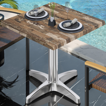 WBC | Bistro Außen Tisch | B:T:H 60 x 60 x 78,5 cm | Vintage Old / Aluminium | Quadratisch