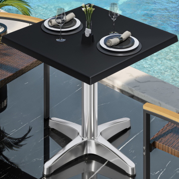 WBC | Bistro Außen Tisch | B:T:H 60 x 60 x 80,5 cm | Schwarz / Aluminium | Quadratisch