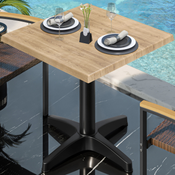 WBC | Bistro Außen Tisch | B:T:H 70 x 70 x 78,5 cm | Eiche / Schwarz | Quadratisch