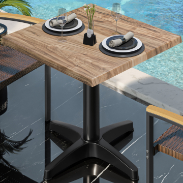 WBC | Bistro Außen Tisch | B:T:H 70 x 70 x 78,5 cm | Sheesham / Schwarz | Quadratisch