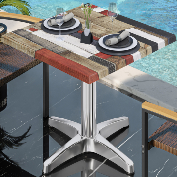 WBC | Bistro Außen Tisch | B:T:H 70 x 70 x 78,5 cm | Vintage Bunt / Aluminium | Quadratisch