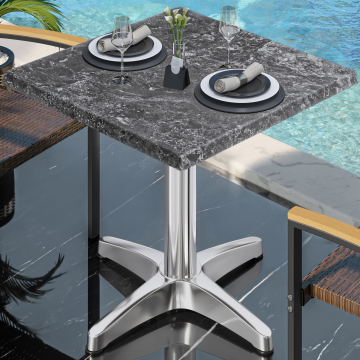 WBC | Bistro Außen Tisch | B:T:H 70 x 70 x 80,5 cm | Felsen / Aluminium | Quadratisch
