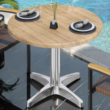 WBC | Bistro Außen Tisch | Ø:H 60 x 80,5 cm | Eiche / Aluminium | Rund