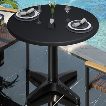 WBC | Bistro Außen Tisch | Ø:H 60 x 80,5 cm | Schwarz / Schwarz | Rund