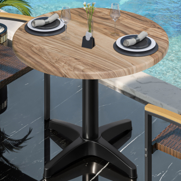 WBC | Bistro Außen Tisch | Ø:H 60 x 80,5 cm | Sheesham / Schwarz | Rund