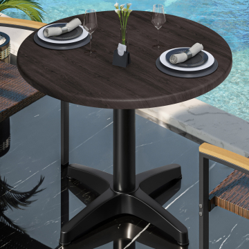 WBC | Bistro Außen Tisch | Ø:H 70 x 78,5 cm | Wenge / Schwarz | Rund